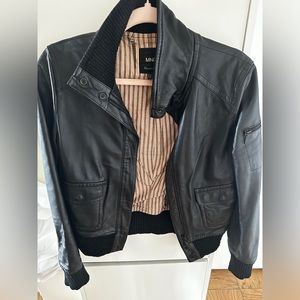 Mango 90’s genuine leather bomber jacket size small